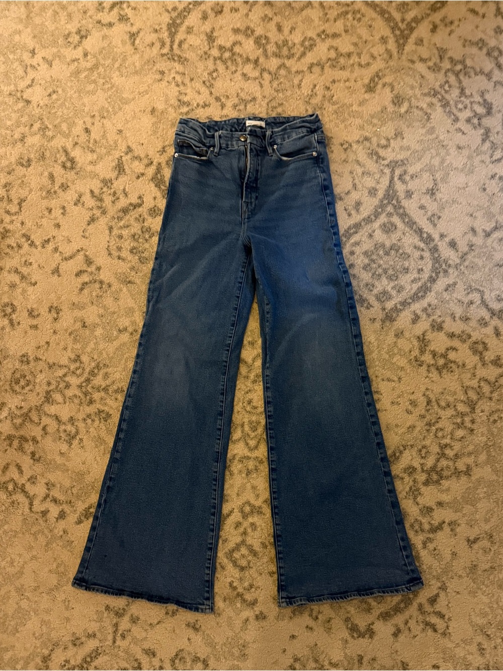 Good American Good Waist Palazzo Wide Leg Jeans Medium Wash Size 6/28